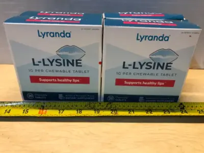 4 boxes L-Lysine 20 chewable tablets each box lip support