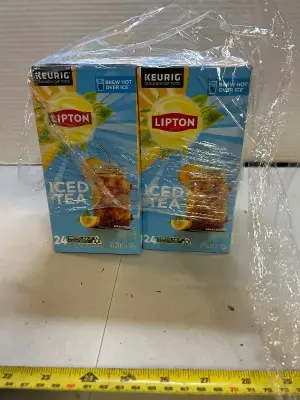 two counts 24 packs of Lipton iced tea K cups