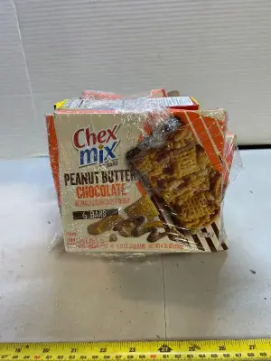 lots of peanut butter, chocolate Chex mix bars