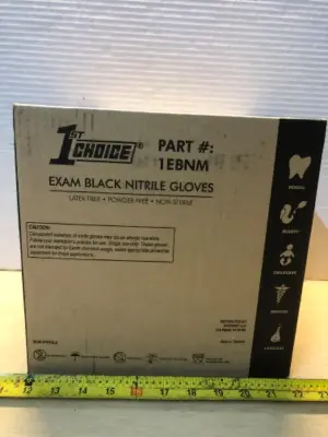 Box of 10 boxes of black latex free gloves 100 gloves each box