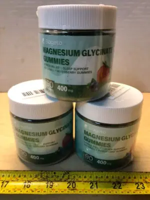 3 tubs 90 gummies each magnesium glycinate exp:4/19/27