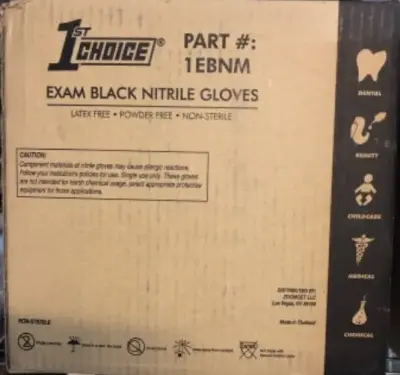 Box of ten boxes black latex free gloves 100 gloves per box