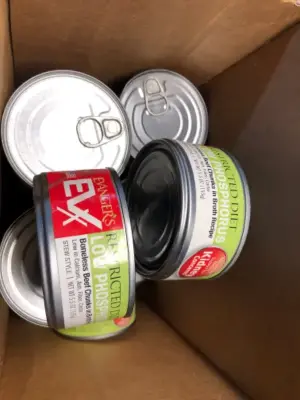 Box of restricted diet boneless beef chunks in broth exp:5/28