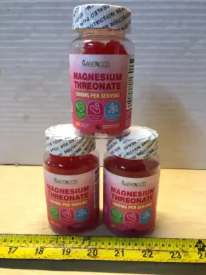 3 bottles 60 gummies each magnesium threonate exp:5/18/27