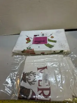 58” x 84” Christmas tablecloth and Christmas tote bag
