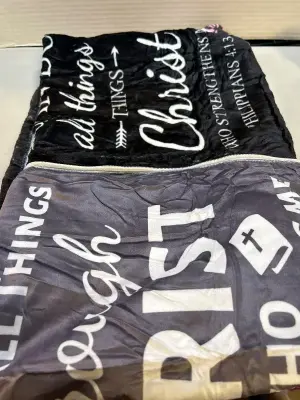 Christian quotes blanket that turns into pillow