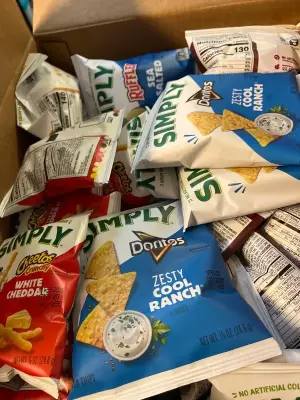 box of simply variety chips exp 02/26