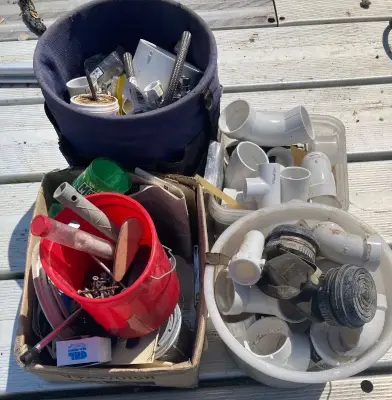 Box lot of plumbing and hardware