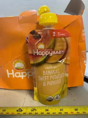 A lot of 4 ounce organic banana, sweet potato and papaya baby food