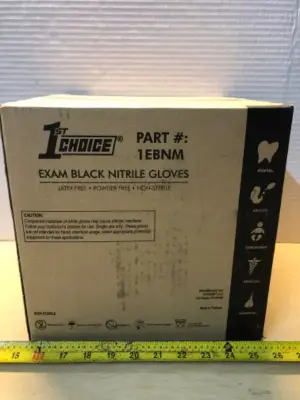 Box of 10 boxes of black latex free gloves 100 gloves per pack
