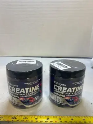 2 ct 120 piece jars of creatine monohydrate gummies 08/27