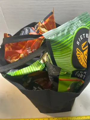 bag of variety chips, mostly in date