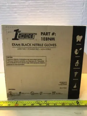 Box of 10 boxes of black latex free gloves 100 gloves each box