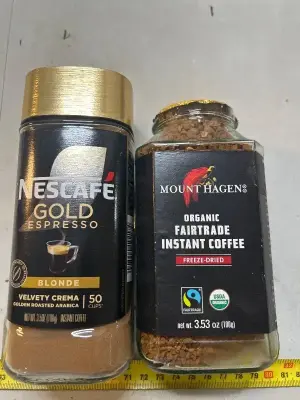 Two jars of instant coffee