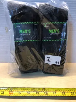 2 packs men’s work crew socks 3 pair each pack size6-12