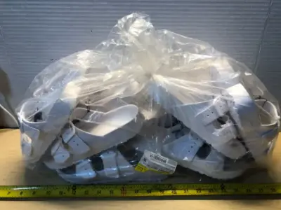 6 pair various size white Sandals
