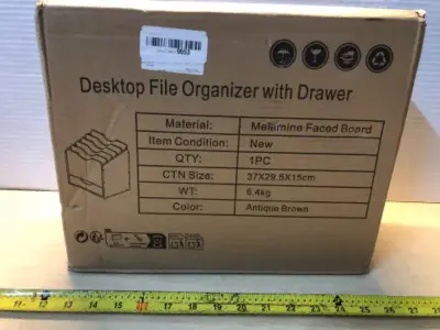 Desk top file organizer with drawer