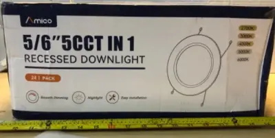24 pack 5/6” 5CCT in 1 recessed down light