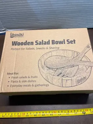 wooden salad bowl set