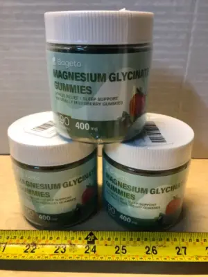 3 tubs 90 gummies each magnesium glycinate exp:4/18/27