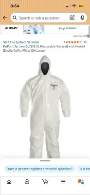 Disposable Coverall with Hood & Elastic Cuffs, White (3X-Large)