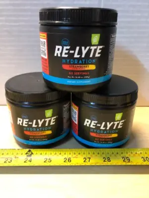 3 tubs Re-Lyte hydration dietary supplement exp:7/30