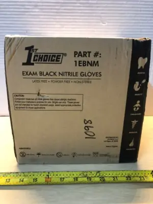 Box of 10 boxes black latex free gloves 100 gloves per box