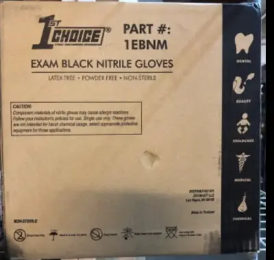 Box of 10 boxes black latex free gloves 100 gloves per box