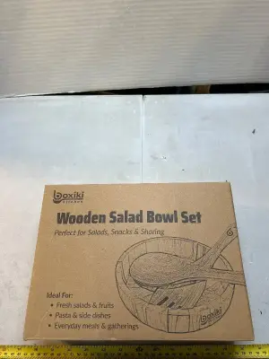 wooden salad bowl set