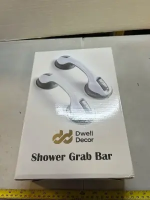 two piece shower, grab bars