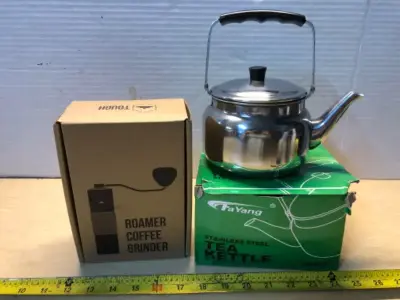 Roamed coffee grinder and stainless steel tea kettle