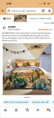 2pcs pillowcase, 3pcs  Watercolor Cactus Duvet Cover King Size
