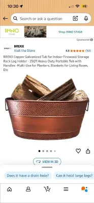 firewood log bin (similar to picture