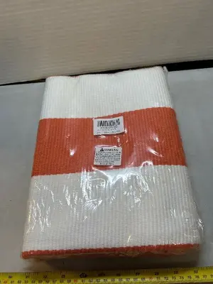 90” x 150” orange stripe entryway rug