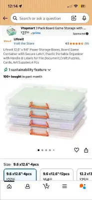 4pack 12.6" x 9.6" Paper Storage Boxes