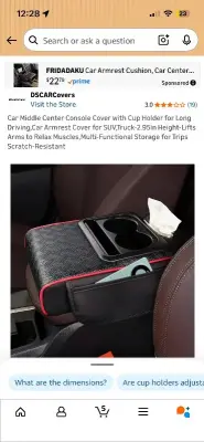 car middle console cover with cup holders