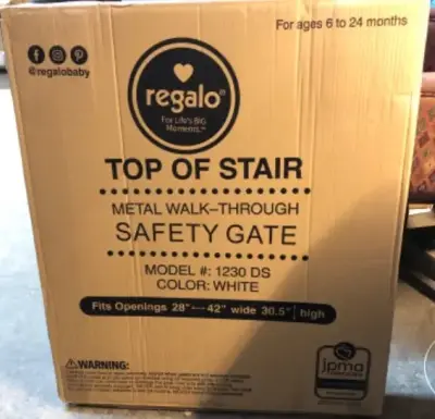 Top of the stair metal wall thru safety gate 28”-42” W 30.5 high