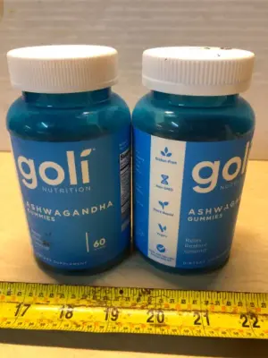2 bottles 60 gummies each goli nutrition ashwagandha exp:6/27