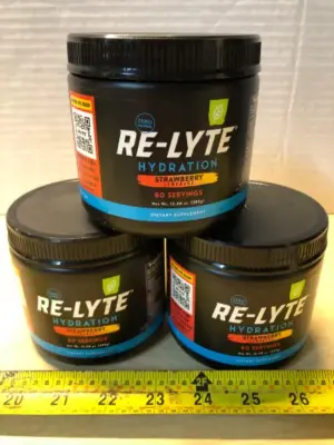 3 tubs Re-Lyte hydration dietary supplement 13.4oz each exp:7/30