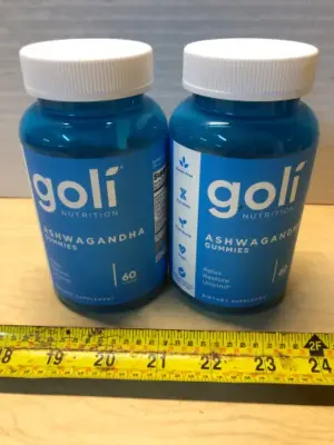 2 bottles 60 gummies each goli nutrition ashwagandha exp:6/27