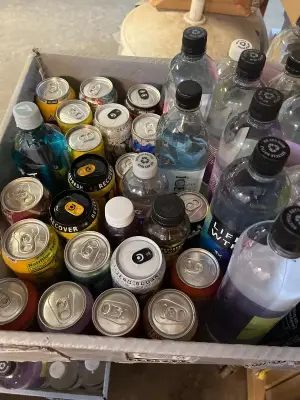 crate of various drinks