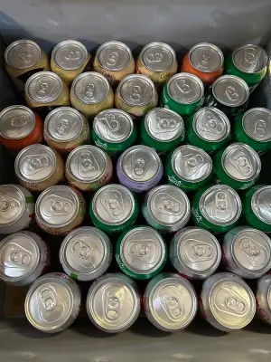 lot of canned drinks mostly in date