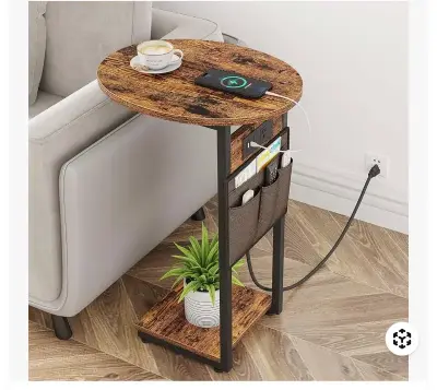 Small side table with bag and plugs (similar image)