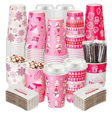 100pc 16oz Christmas cafe shop (similar to image)