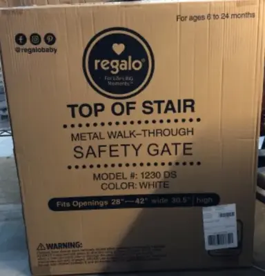 Top of the stair metal walk thru safety gate 28”-42” wide 30.5” high