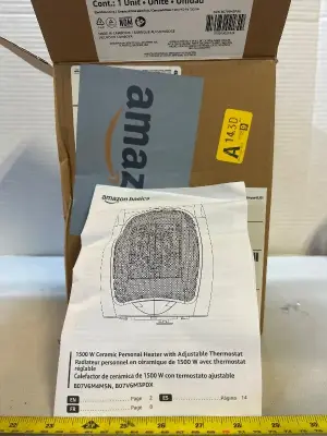 1500 W ceramic personal heater with adjustable thermostat