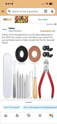 16 Pcs Baseball Glove Lace Kit Glove Relacing