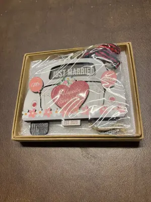 “just married” ornament
