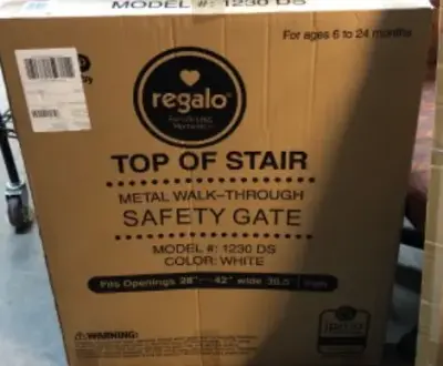 Top of stair metal walk thru safety gate 28-42” wide 30.5 high