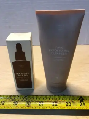 1oz irie power face oil, 5.6oz pava exfoliating cleanser